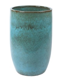 Keramiek plantenbak  'Lorenza' turquoise geglazuurd Ø65xH98 cm