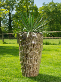 Keramiek plantenbak 'Sophia' bruin hoogglans lak  Ø42 x H74 cm