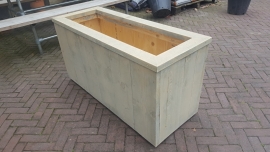 Steigerhouten plantenbak ongeschaafd 120x46x60 cm incl. verzonken zwenkwielen