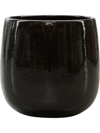 Keramiek plantenbak 'Illy' zwart hoogglans lak  Ø56 x H56 cm