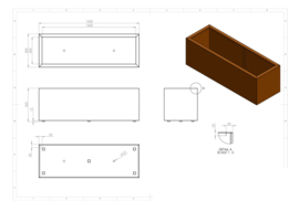 Cortenstaal plantenbak rechthoek 'Premium' 150 x 50 x 50 cm