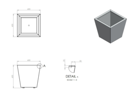 Aluminium plantenbak taps uitlopend 'Fortis' 60x60x60 cm