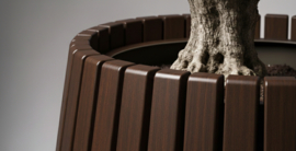 Bamboe hardhouten plantenbak rond 'Mori Sphere' Kleur: donkerbruin | Ø70 x H100 cm