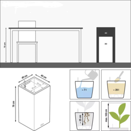 Stonelook plantenbak Graphite met verlichting + bewateringssysteem 40x40x76 cm