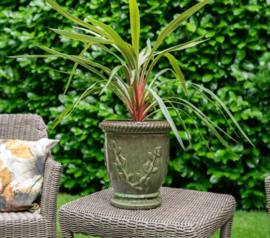 AANBIEDING! Set van 2 stuks Keramiek schaal 'Daisy' glanzend groen Ø41 x H45 cm
