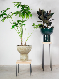 Keramiek plantenbak  'Olivia' glanzend petrolblauw Ø50 x H50 cm