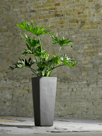 Keramiek plantenbak 'Kubic' zandstructuur  L33 x B33 x H60 cm