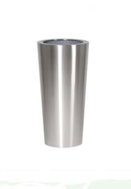 RVS plantenbak, conische vorm 'Panache Plus' op ring  | brede bovenrand Ø48 x H99cm