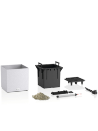 Stonelook plantenbak Quartzwhite met verlichting + bewateringssyteem 40x40x41 cm