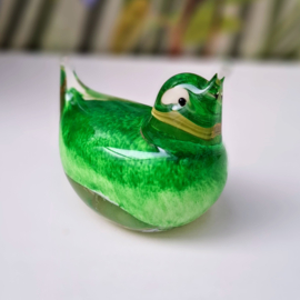Groen Vogeltje van Glas - Leonardo Uccellini - Presse Papier  / Beeldje