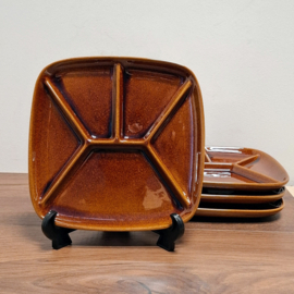 Vintage Fondueborden 4 stuks - Bruin