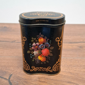 Theeblikje - Zwart met Bloemen