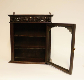 Antiek Mechels Eiken Hang- / Vitrine Kastje - Hangkastje