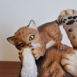 Moederlynx met welp - Playful Morning - Nicholas Wilson - Beeldje