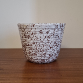 Bloempot Wit/Bruin - Ø 13 x H 10,5 cm