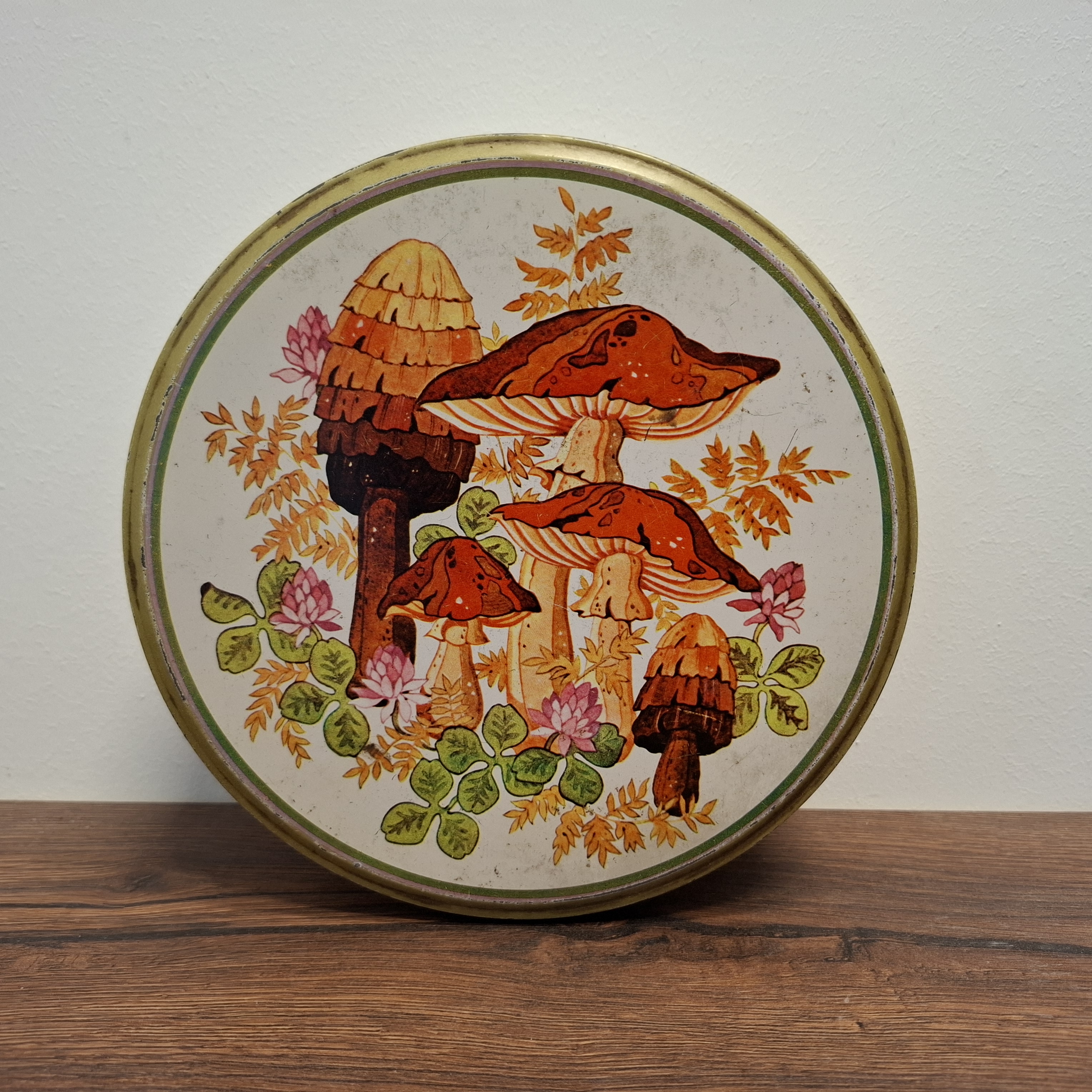 Ronde koektrommel - Herfst / Paddestoelen - Blik