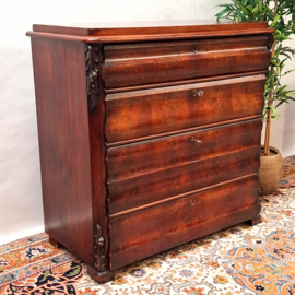 Antieke Biedermeier Commode van Mahoniehout
