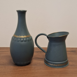 Brocante Handbeschilderde Vaas en Kan