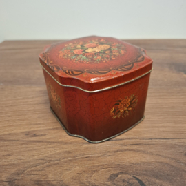 Bordeaux Rood Vintage Blik - Bloemen