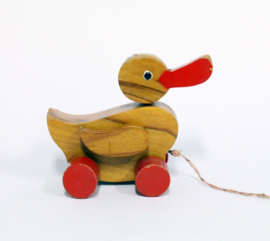 Houten Speelgoed - Trekeend - jaren 50