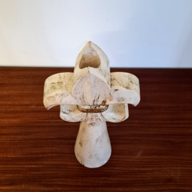 Brocante Decoratie - Franse Lelie Kandelaar van Hout - set van 2