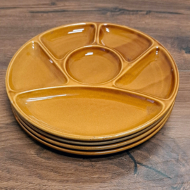 Vintage Fondueborden 4 stuks - Bruin