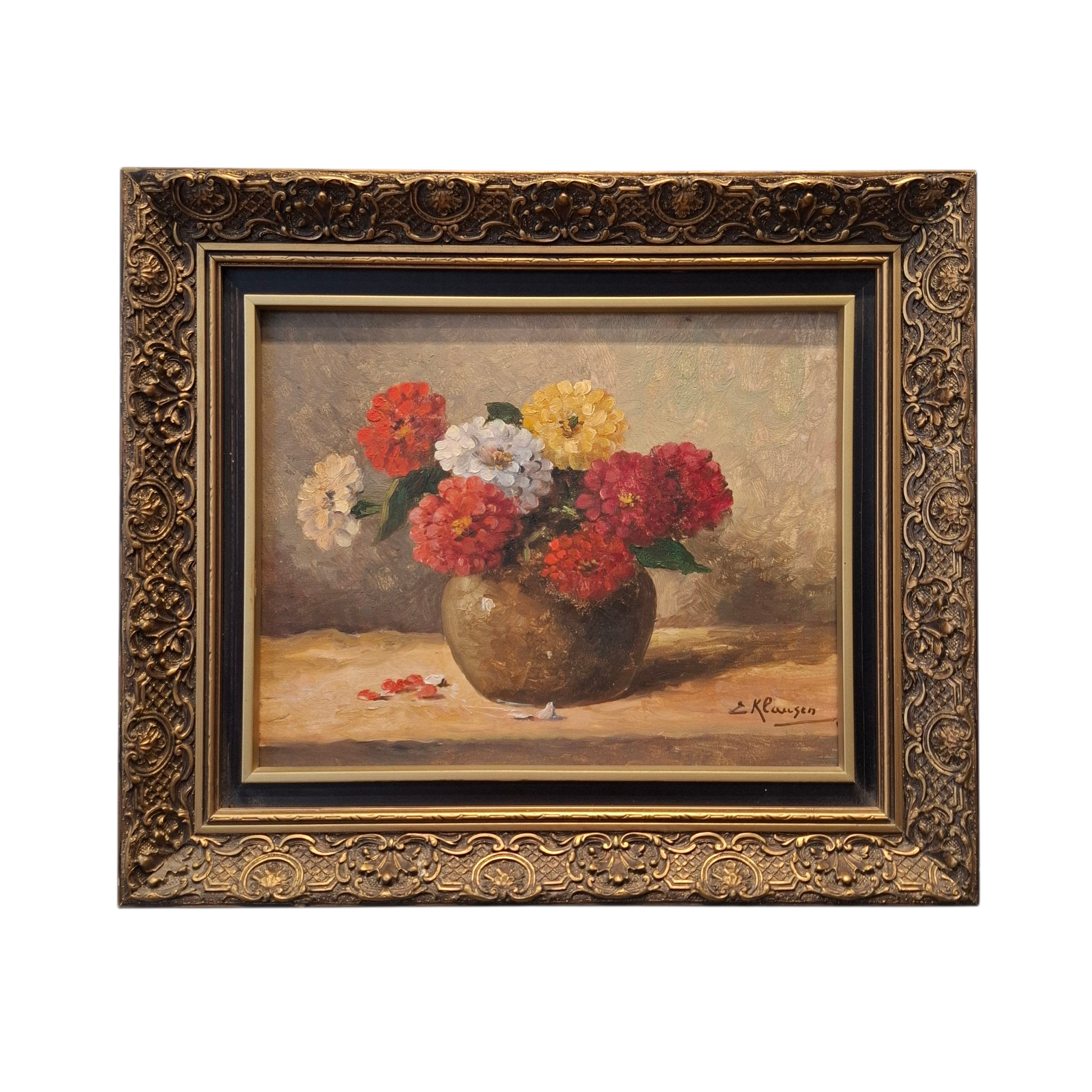 E. Klausen - Bloemstilleven - Paneel