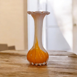 Vaasje van Glas - Oranje / Wit