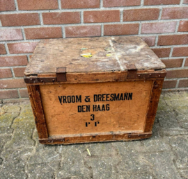 Vintage houten kist Vroom & Dreesmann Den Haag