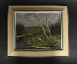 Hendrik Breedveld (1918-1999) - olieverf op doek - Eendenfamilie