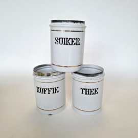 Emaille Voorraadblikken - Koffie - Thee - Suiker