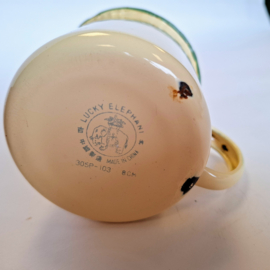 Emaille Beker met groene bies