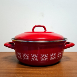 Rood Emaïlle Pan met Deksel