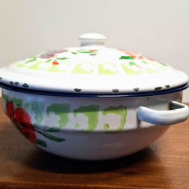 Vintage Emaille Dekschaaltje -  Lucky Elephant