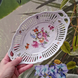 Vintage opengewerkt Schaal / Serveren - Bloemen