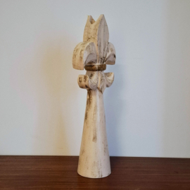 Brocante Decoratie - Franse Lelie Kandelaar van Hout - set van 2