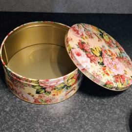 Vintage Rond Blik - Koekblik - Bloemen
