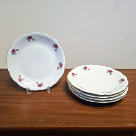 5x Vintage Gebaksbordjes - Roosjes