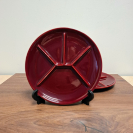 Vintage Fondueborden 2 stuks - Bordeaux Rood - Javurek Holland