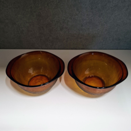 2x Arcoroc France Sierra - Schaaltjes Bruin Glas Ø 13 cm x H 7 cm