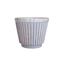 Bloempot Ribbel - Creme / Bruin