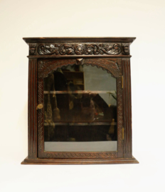 Antiek Mechels Eiken Hang- / Vitrine Kastje - Hangkastje