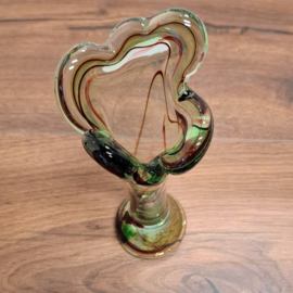 Vintage 'splash' vaas van de Nanninga Glasfabriek - Groen