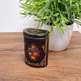 Theeblikje - Zwart met Bloemen