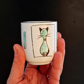 Klein Vintage Bloempotje of Vaasje van Keramiek - Poes