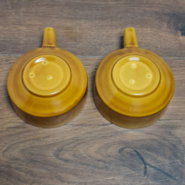 Vintage Soepkom Okergeel  2 stuks