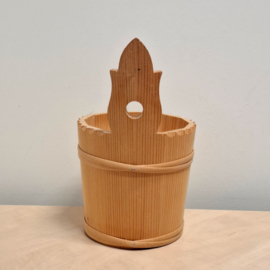 Houten Bloembak met Handvat / Hanger - Ø 16,5 x H 16 - 28 cm