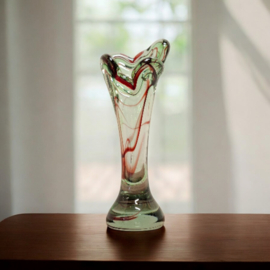 Vintage 'splash' vaas van de Nanninga Glasfabriek - Groen