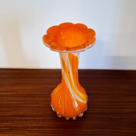 Vaasje van Glas - Oranje / Wit
