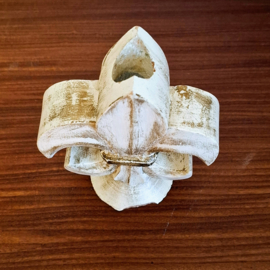 Brocante Decoratie - Franse Lelie Kandelaar van Hout - set van 2